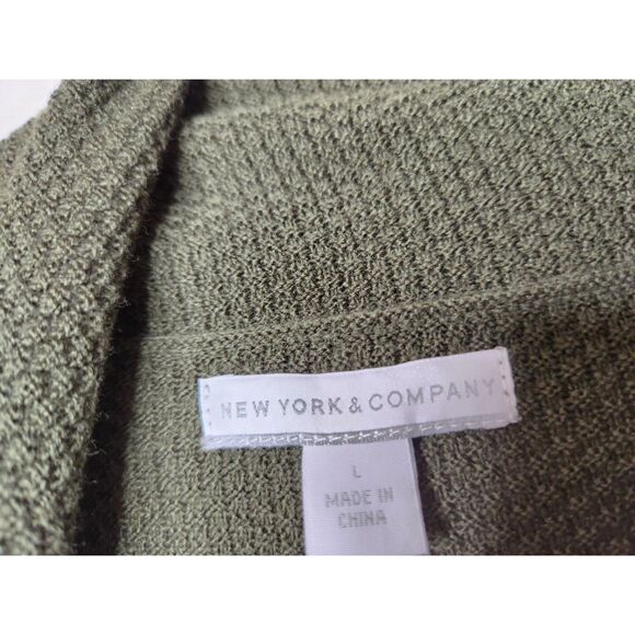 Lagenlook Oversized Fringed Woman's Sweater Sz. L Olive Green Fringed Boho Knit - Picture 3 of 8